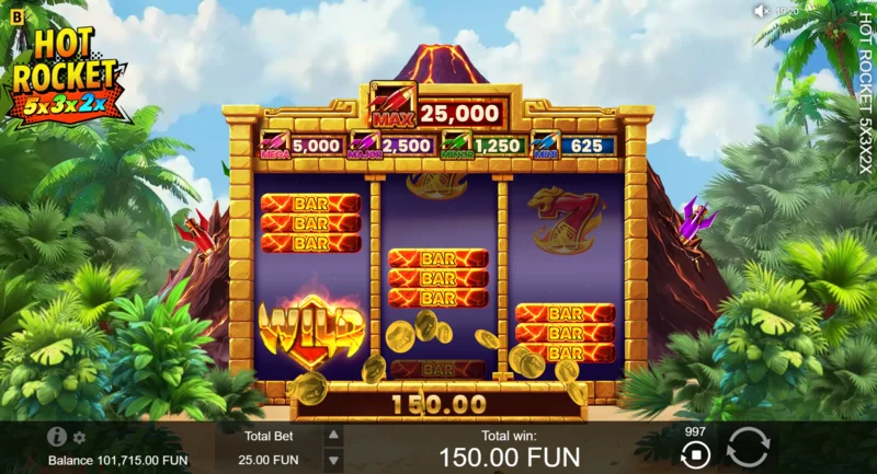 Hot Rocket 5x 3x 2x - panalo na may triple Wild sa unang payline